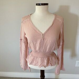 Express Blush Lace Detail Blouse